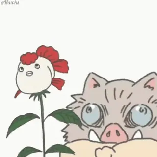 🌹 Inosuke Hashibira Demon Slayer anime, character, demon slayer, inosuke, funny, cute, flower telegram sticker