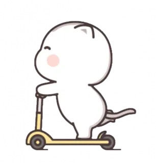 🛴 scooter, cartoon, schattig, dier, kat telegram sticker