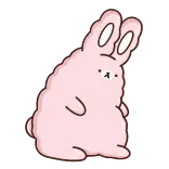 😔 kelinci, merah muda, lucu, kartun telegram sticker
