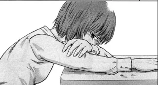😞 Mangá, Triste, Cansado, Escrivaninha, Óculos whatsapp sticker