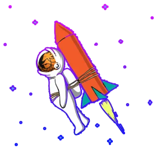 😘 宇航员, 火箭, 太空, 星星, 卡通, 幻想, 太空旅行 telegram sticker