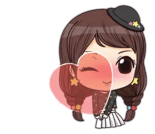 ❤ desenho animado, menina, coração, amor, fofo, animação telegram sticker
