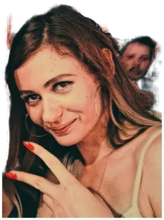 ✌ Frau, Friedenszeichen, Mädchen, Selfie, Person telegram sticker