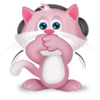 🤭 gatto, gattino, rosa, cuffie, cartone animato, animale, carino telegram sticker