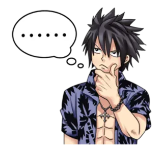 🤔 ..... Anime, Pensando, Pontos, Personagem, Desenho animado, Expressão, Homem whatsapp sticker