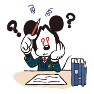 ❓ Mickey Mouse dessin animé, Mickey Mouse, penser, question, confus telegram sticker