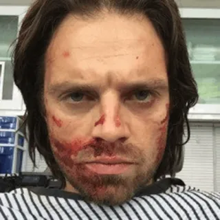 😐 мужчина, кровь, насилие, лицо, актер, макияж telegram sticker