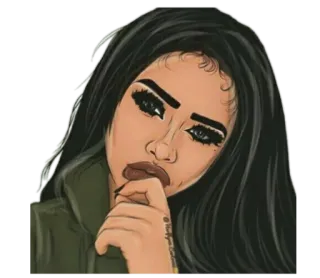 😡 wanita, ilustrasi, makeup, kecantikan, perempuan, potret whatsapp sticker