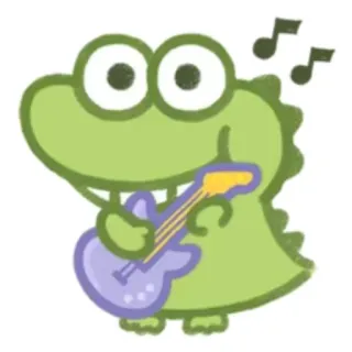 🎸 cartoon, animal, crocodile, guitar, music, cute telegram sticker