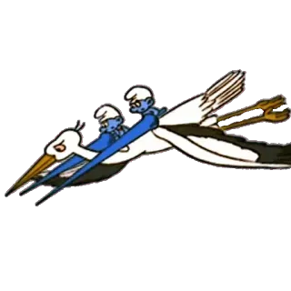 🛩 cicogna, uccello, fantasy, equitazione, Puffi telegram sticker