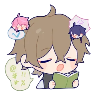 📔 @#*% Chibi, Marah, Anime, Membaca, Lucu telegram sticker