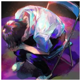 🔮 Shinji Ikari Neon Genesis Evangelion Anime, Dépression, Triste, Personnage, Dessin animé telegram sticker