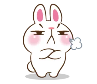 😤 кролик, злой, расстроенный, парящий, мультфильм, выражение whatsapp sticker