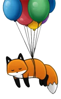😞 zorro, globos, durmiendo, lindo, animal, volando, dibujos animados telegram sticker