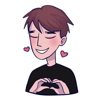💙 corazón, amor, sonriendo, dibujos animados, hombre, gesto telegram sticker