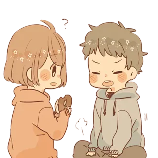 🍩 carino, coppia, ciambella, stelle, anime telegram sticker