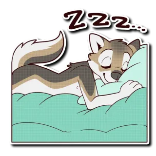 😴 ZZZ... sommeil, animal, loup, dessin animé, furry, dormir, lit, détente telegram sticker