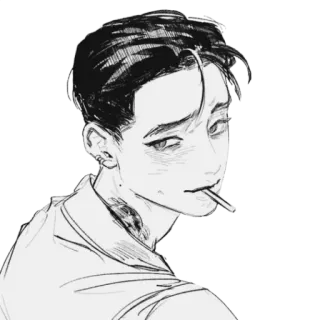 🪁 ผู้ชาย, บุหรี่, สูบบุหรี่, ศิลปะ, สเก็ตช์, ภาพเหมือน telegram sticker