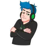 🙅‍♂ Мультик, Наушники, Персонаж, Геймер, Синие волосы telegram sticker