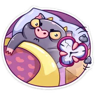 😡 cerdo, despertador, cama, dormilón, mañana, cansado telegram sticker
