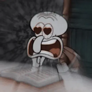 🔪 Squidward Spongebob Squarepants สควิดวาร์ด, สปอนจ์บ็อบ, การ์ตูน, ตาเป็นรูปหัวใจ, ความรัก telegram sticker