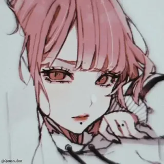 🍑 fille anime, cheveux roses, mignon, illustration whatsapp sticker