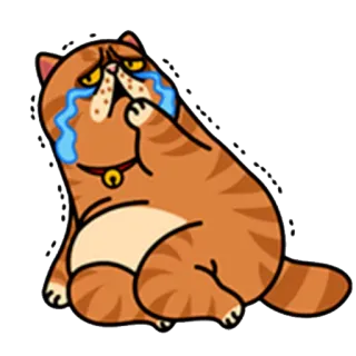 😢 кот, плачет, грустный, рыжий кот, мультик, питомец, животное whatsapp sticker