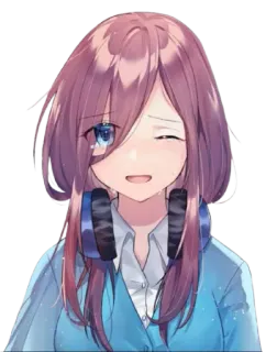 😭 anime girl, crying, sad, headphones telegram sticker