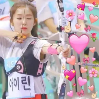 💘 Irene 아이린 Tiro con l'arco, Kpop, Ragazza, Idolo, Cuori, Fiori telegram sticker