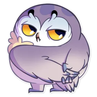 😒 猫头鹰, 卡通, 鸟, 动物, 贴纸 telegram sticker