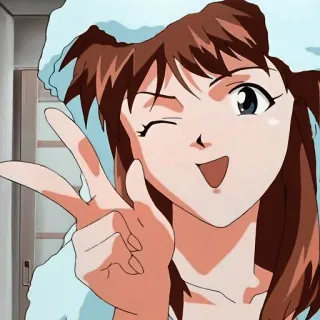 😉 anime, girl, wink, peace sign, cute, happy telegram sticker