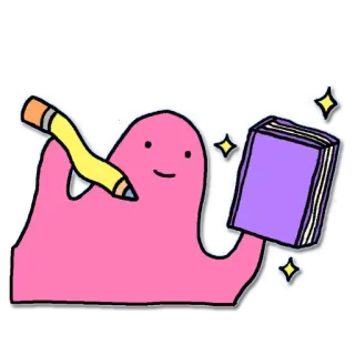 📖 イラスト, 書き込み, 本, 鉛筆, 可愛い, ピンク, ブロブ telegram sticker