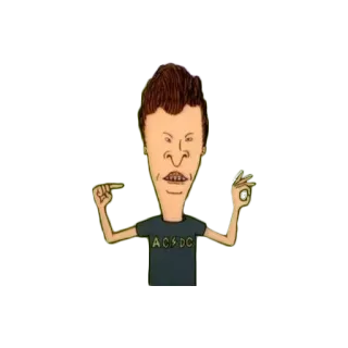👌 Beavis Beavis and Butt-Head cartoon, offensive gesture, character, tv show, MTV telegram sticker
