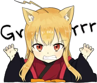 😡 Grrrr Anime, Katzenmädchen, wütend, knurren, süß, Illustration whatsapp sticker