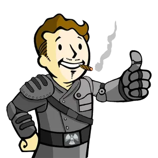 👍 Vault Boy Fallout Fallout, Vault Boy, Cigarro, Videojuego telegram sticker