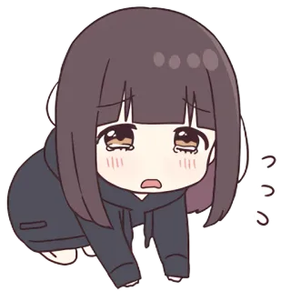 😢 chica anime, llorando, triste, kawaii, chibi, dibujos animados, lindo telegram sticker