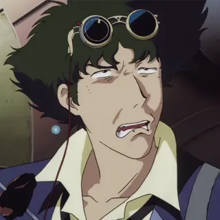 🚬 Spike Spiegel Cowboy Bebop Anime, Cowboy Bebop, Spike Spiegel, Personagem, Engraçado, Expressão whatsapp sticker