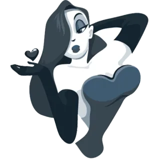 😘 Kreskówka, Kobieta, Rękawiczki, Serce, Sukienka, Czarno-białe, Styl, Elegancja telegram sticker