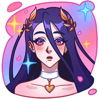 😮 스티커, 애니메이션, 만화, 소녀, 인물사진, 분홍색, 보라색 telegram sticker