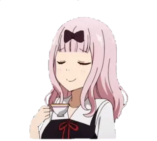☕ Chika Fujiwara Kaguya-sama: Love Is War 动漫, 可爱, Q版, 卡哇伊, 女孩, 角色, 茶 telegram sticker