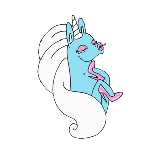 🦄 unicorn, biru, putih, kartun, fantasi, hewan, magis telegram sticker