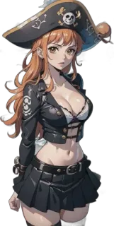🏴‍☠ Nami One Piece anime, pirate, nami, one piece, female, pirate hat telegram sticker