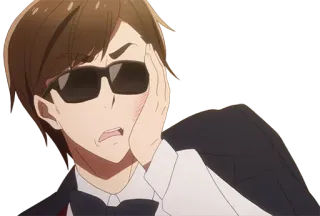 😧 アニメ, サングラス, 男性, フォーマル, ショック, 困惑 telegram sticker