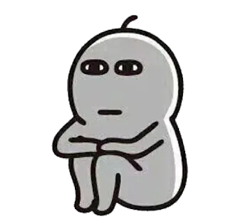 ☹ cartoon, character, sitting, neutral, blob, sad telegram sticker