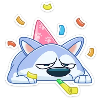 🥳 собака, вечеринка, конфетти, праздник, животное, мультфильм, стикер telegram sticker