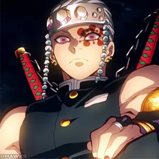 💎 Tengen Uzui Demon Slayer Anime, Miecze, Wojownik, Zabójca demonów telegram sticker