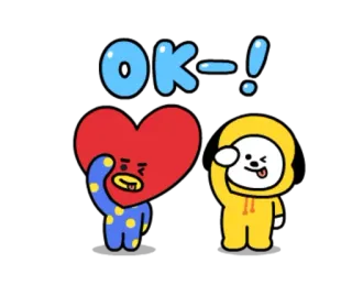 👌 OK-! BT21, cute, sticker, character, okay whatsapp sticker