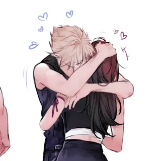 🥢 Cloud Strife Final Fantasy VII anime, cartoon, hug, love, couple, final fantasy, cloud strife telegram sticker