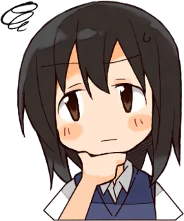 🤔 Anime, Desenho animado, Menina, Fofa, Pensando telegram sticker