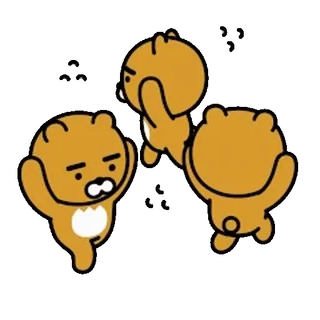 💬 Ryan เกาหลี, หมี, การ์ตูน, Kakao Friends telegram sticker